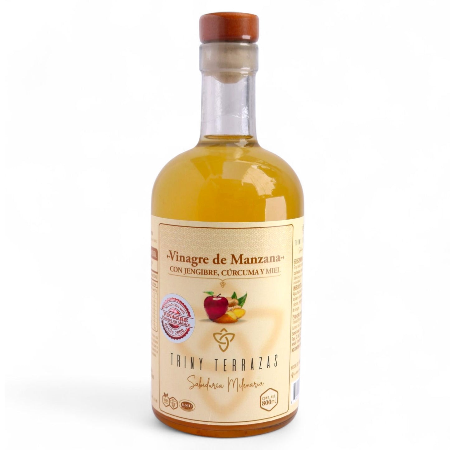 Vinagre Oro: Vinagre de Manzana con Jengibre, Cúrcuma y Miel / 800 ML