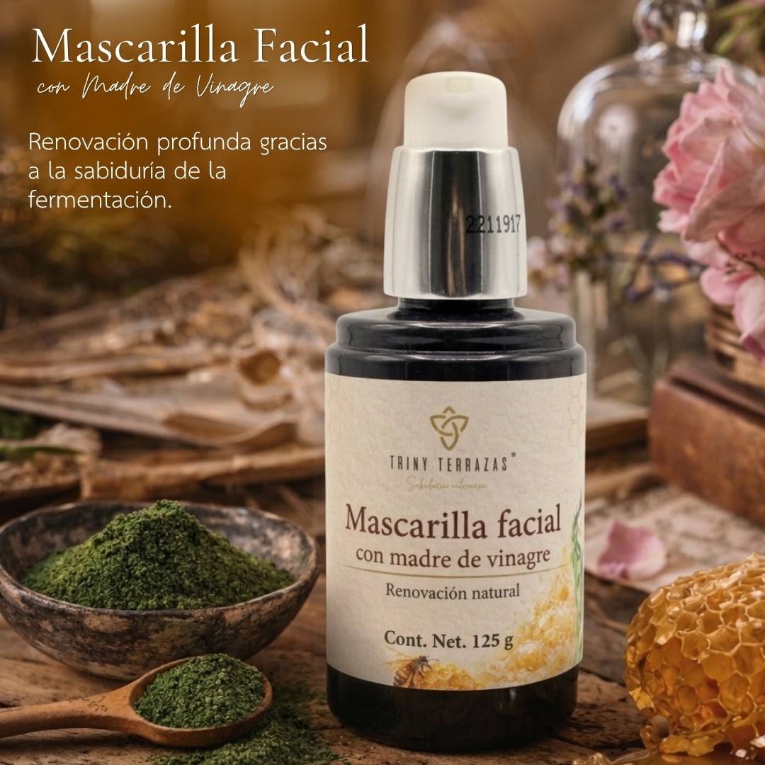 Mascarilla Facial: madre de vinagre, espirulina y miel pura de abeja /125g