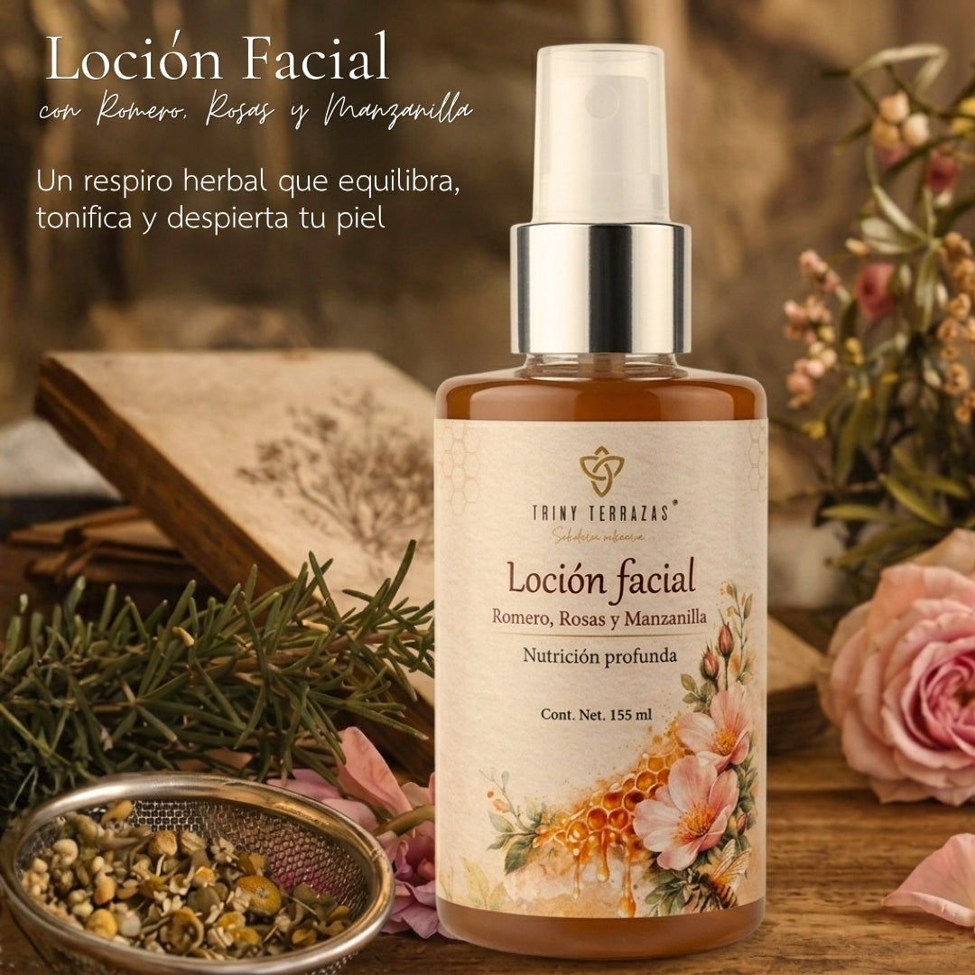 Loción Facial con: Romero, Rosas, y Manzanilla /155 ml