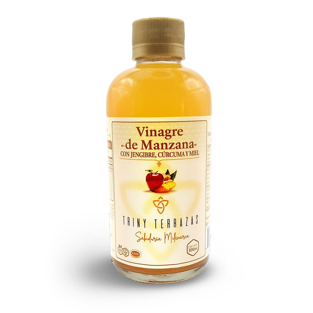 Vinagre Oro: Vinagre de Manzana con Jengibre, Cúrcuma y Miel /300 ML