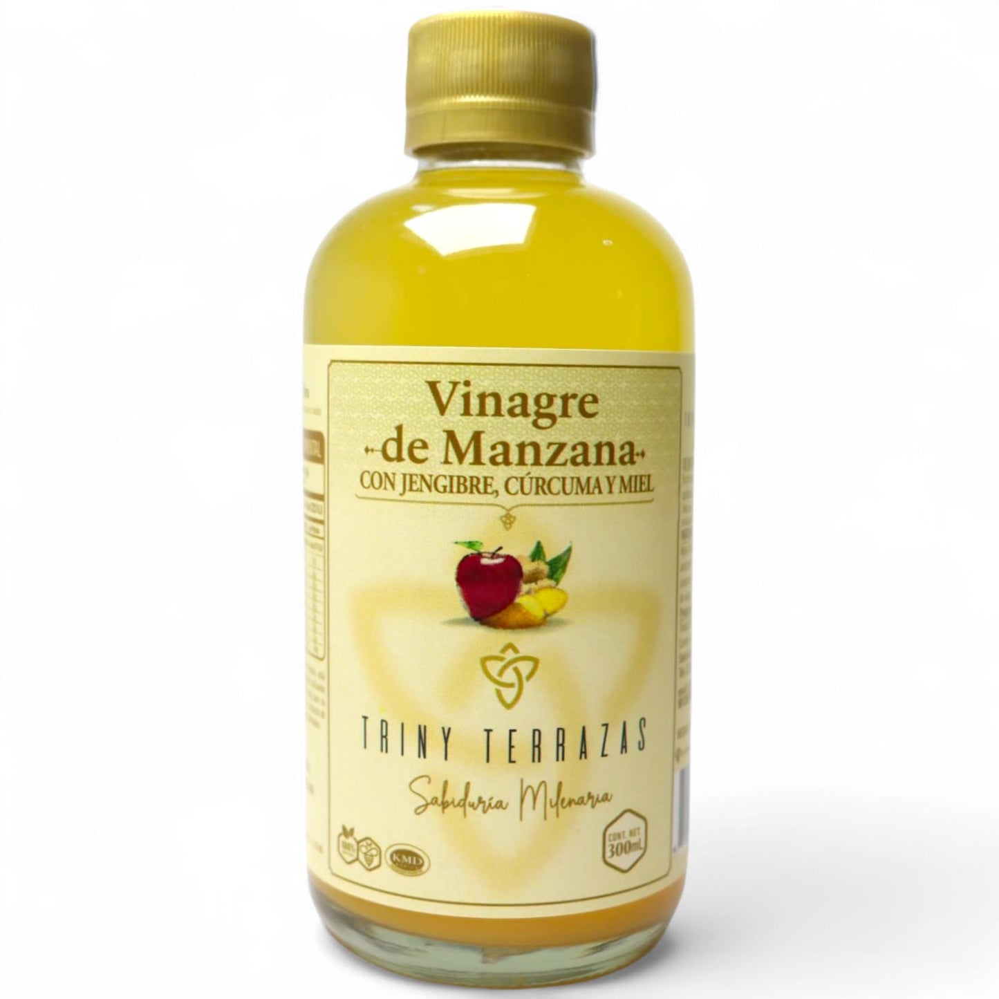 Vinagre Oro: Vinagre de Manzana con Jengibre, Cúrcuma y Miel /300 ML