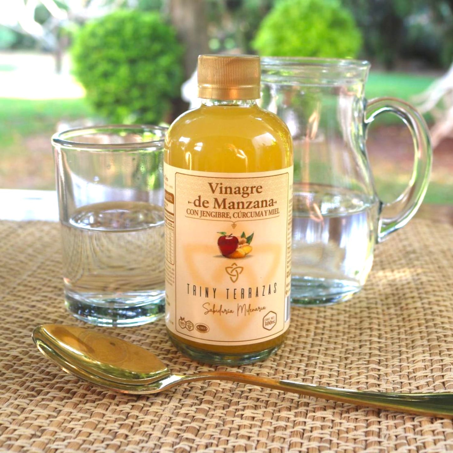 Vinagre Oro: Vinagre de Manzana con Jengibre, Cúrcuma y Miel /300 ML
