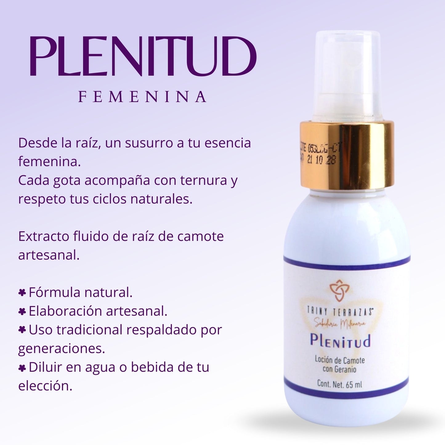 Loción Camote: Con Geranio / 65 ML