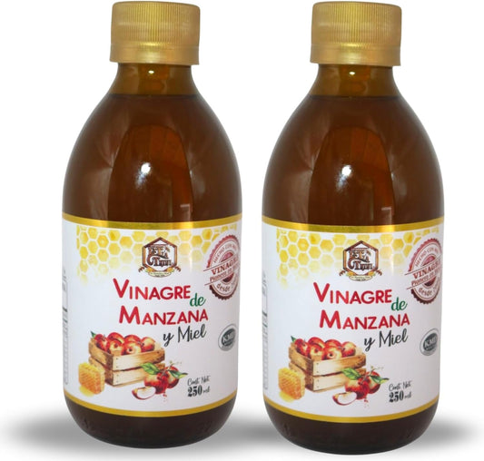 Vinagre de Manzana: Con Miel / 250 ML / Paquete de 2 botellas total 500 ML