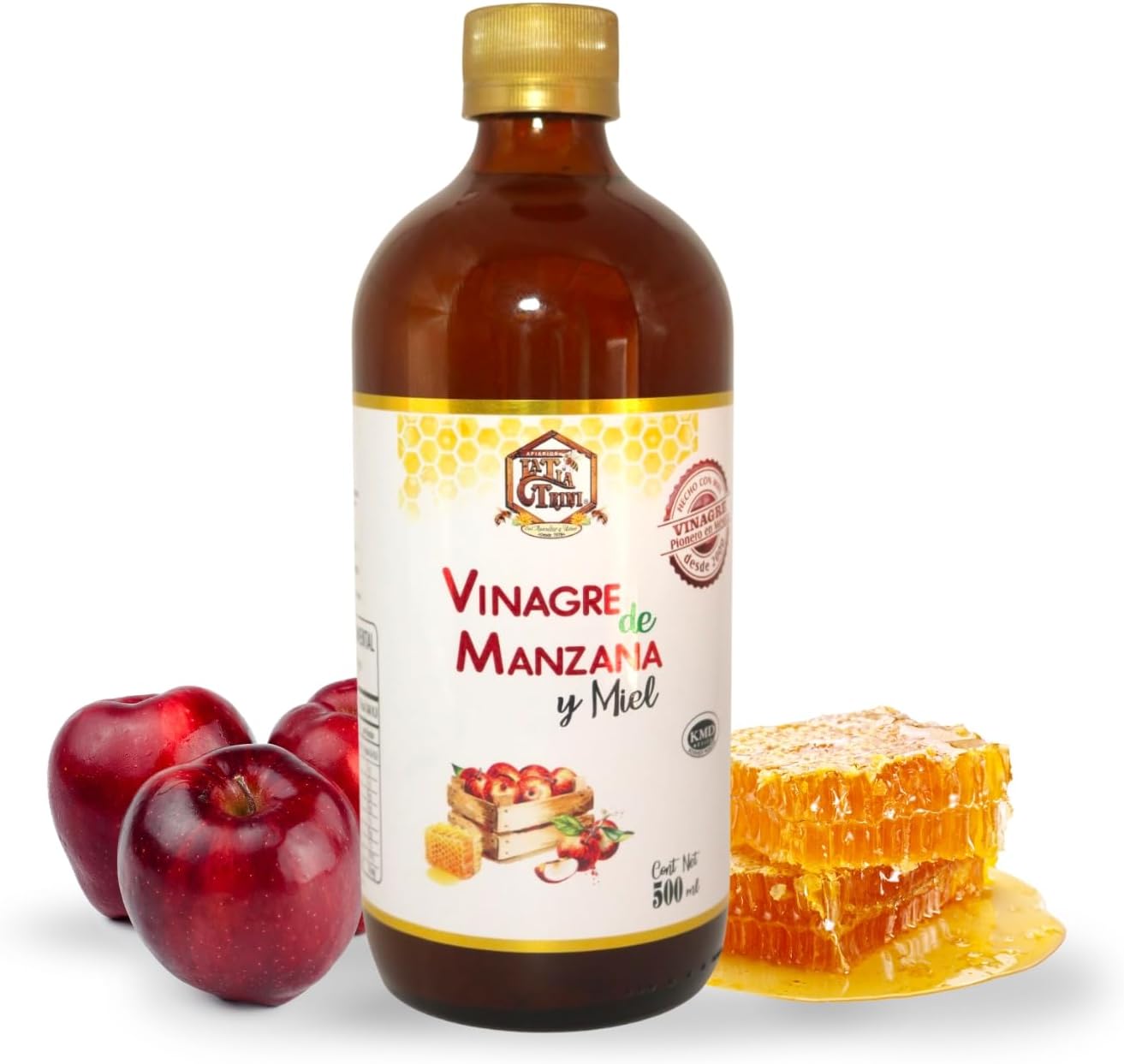 Vinagre de Manzana: Con Miel / 500 ML / Paquete de 2 botellas total 1L