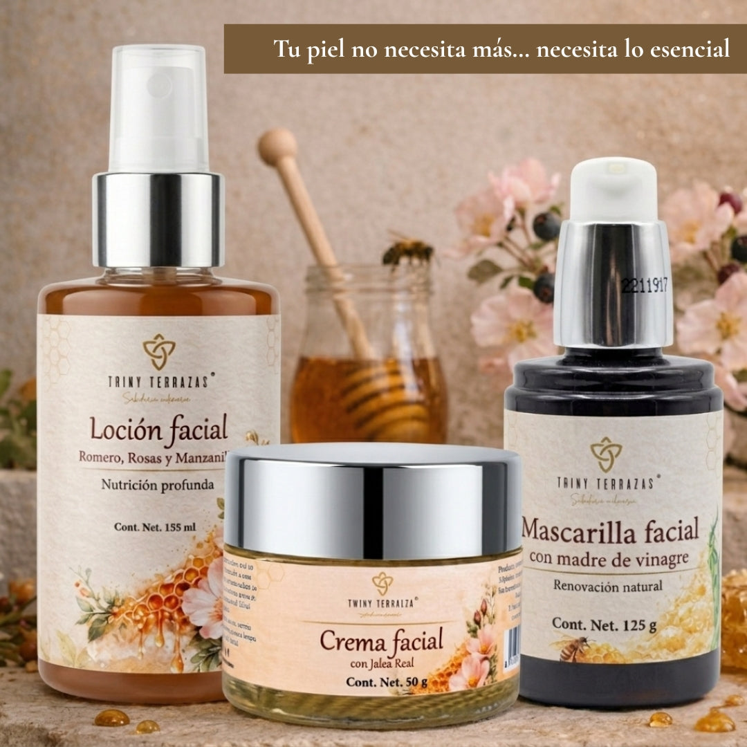 Kit Cuidado Natural: Crema Facial 50g + Mascarilla Facial 125g + Loción Facial 155ml