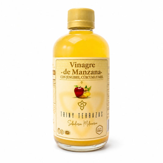Vinagre Oro: Vinagre de Manzana con Jengibre, Cúrcuma y Miel /300 ML