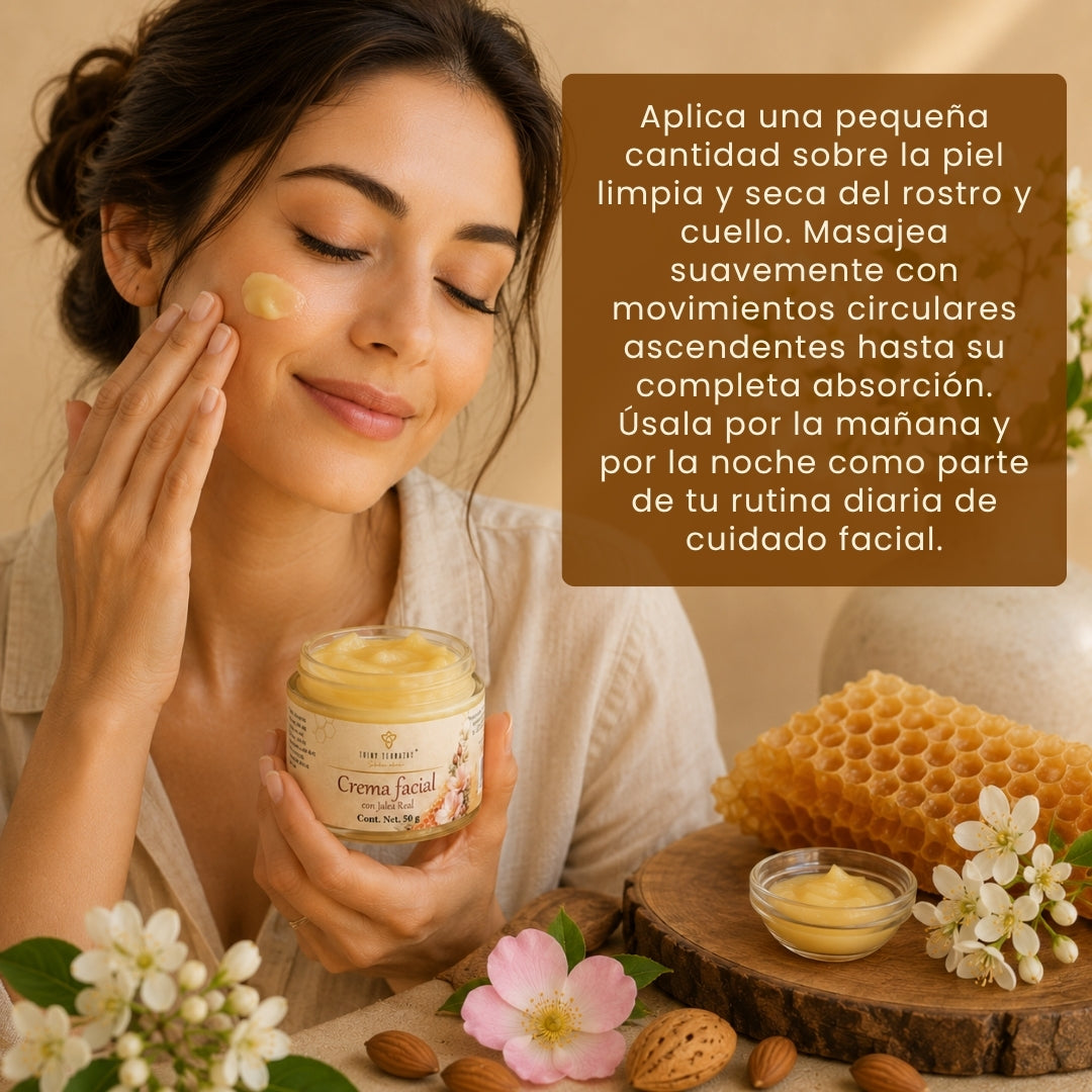 Crema Facial con: Jalea Real, Rosa Mosqueta y Cera Pura de Abeja /50 g
