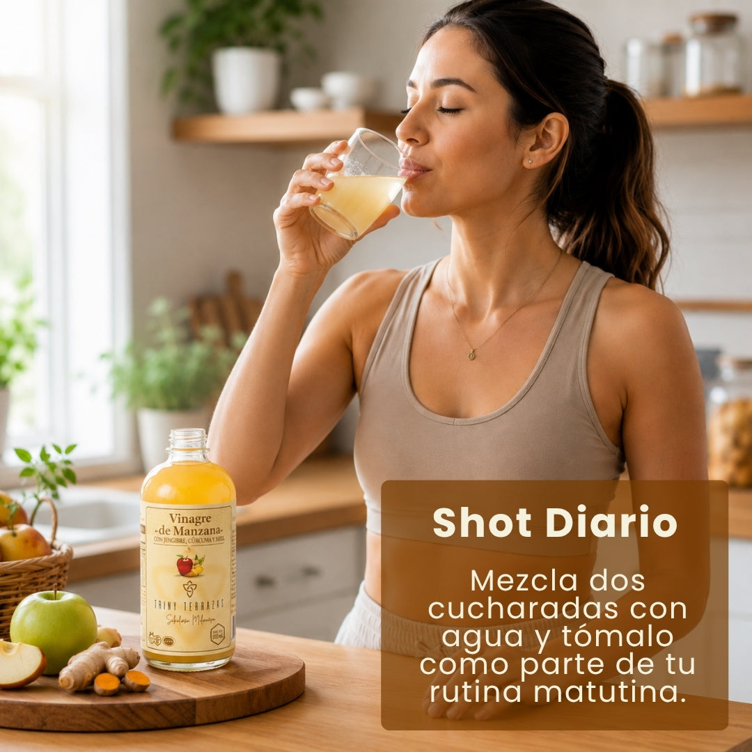 Vinagre Oro: Vinagre de Manzana con Jengibre, Cúrcuma y Miel /300 ML