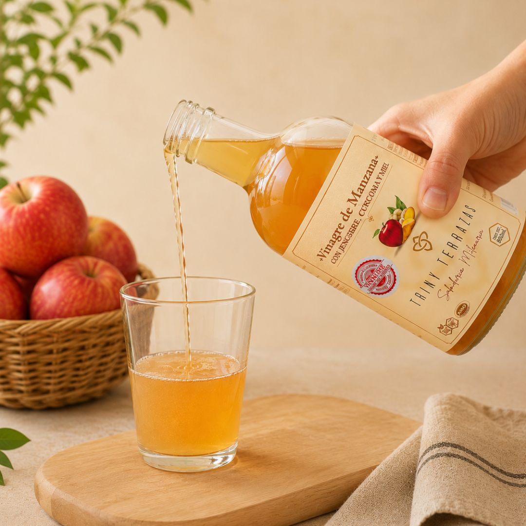 Vinagre Oro: Vinagre de Manzana con Jengibre, Cúrcuma y Miel / 800 ML