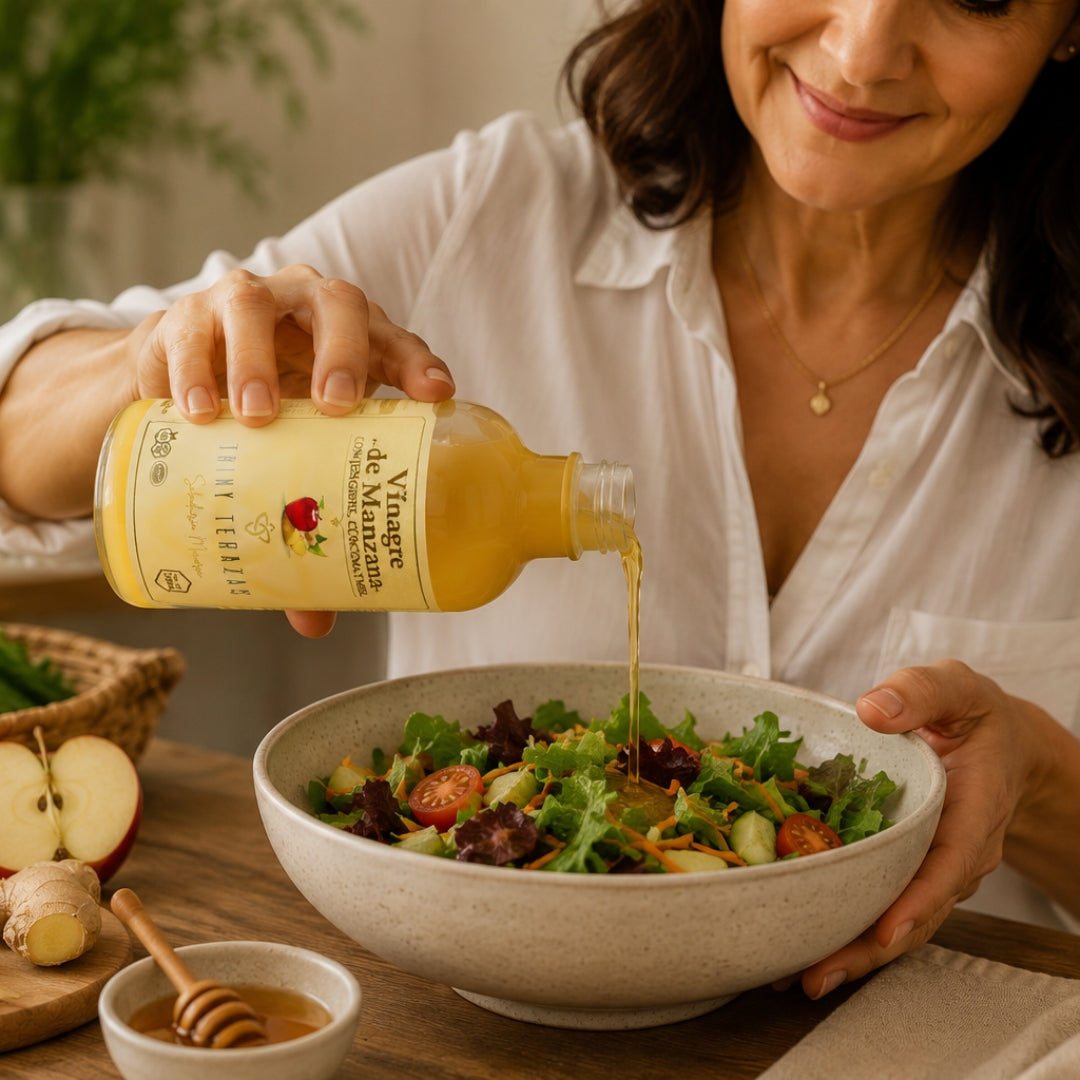 Vinagre Oro: Vinagre de Manzana con Jengibre, Cúrcuma y Miel /300 ML