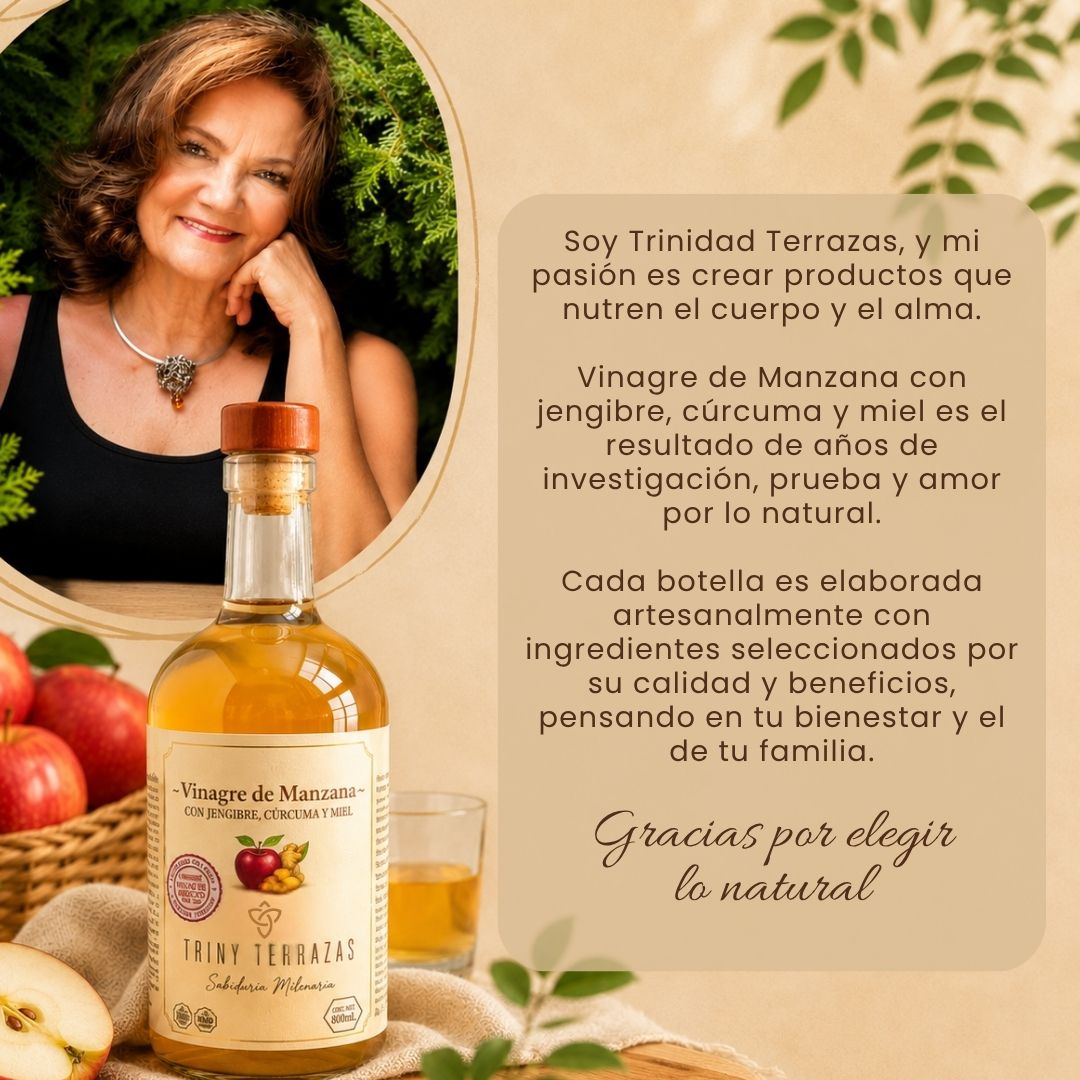 Vinagre Oro: Vinagre de Manzana con Jengibre, Cúrcuma y Miel / 800 ML