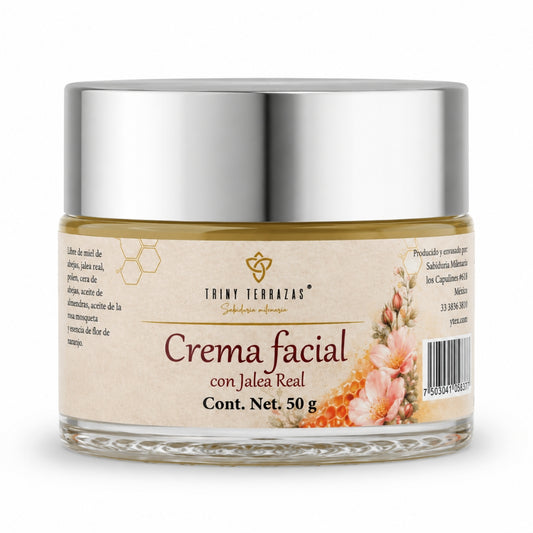 Crema Facial con: Jalea Real, Rosa Mosqueta y Cera Pura de Abeja /50 g