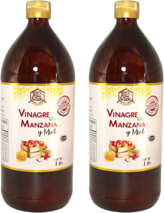 Vinagre de Manzana: Con miel / 1L / Paquete de 2 botellas total 2L