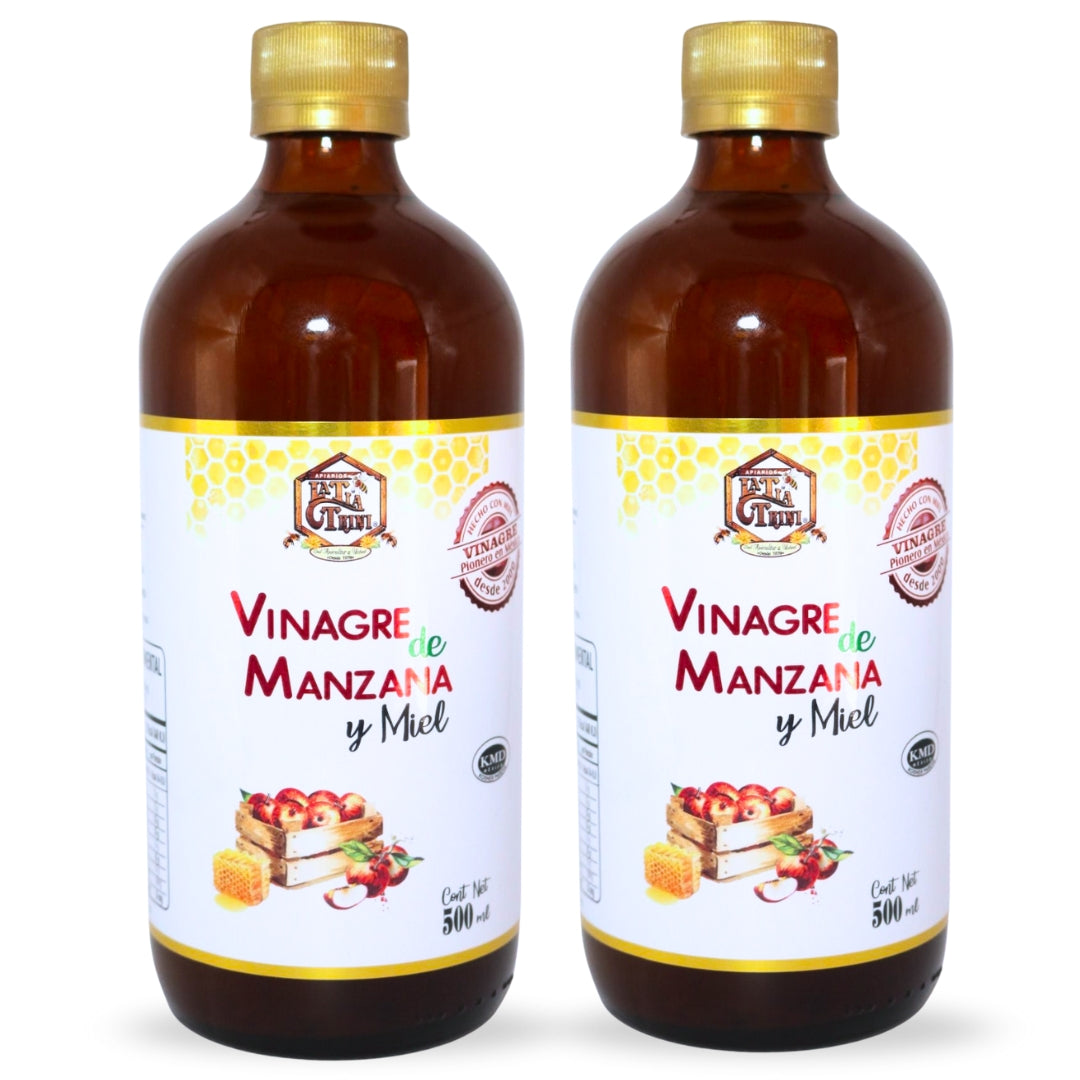 Vinagre de Manzana: Con Miel / 500 ML / Paquete de 2 botellas total 1L