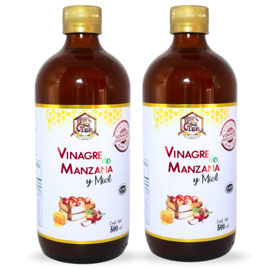Vinagre de Manzana: Con Miel / 500 ML / Paquete de 2 botellas total 1L